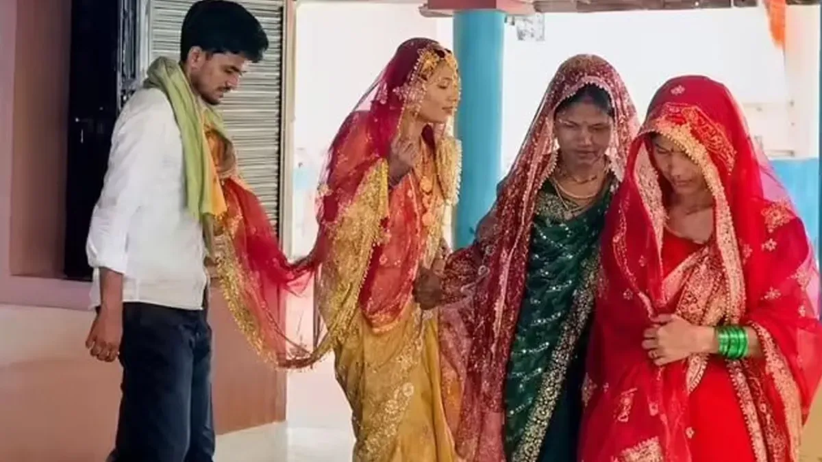 अमरोहा: 1 दूल्हा, 3 दुल्हनें! रील बनाने वाली तीन बहनों ने एक ही कैमरामैन से की शादी